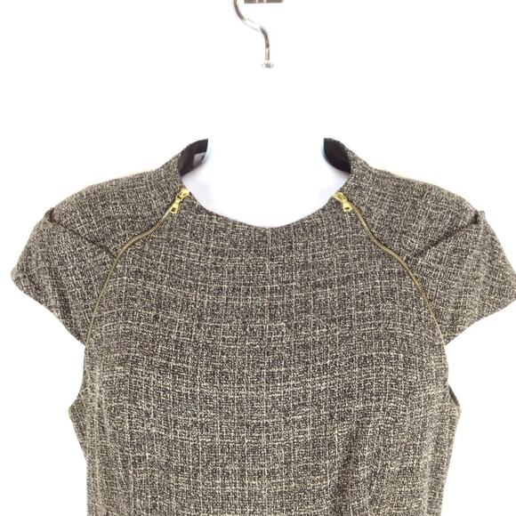 KAY UNGER Tweed Sheath Dress Pocket & Zipper Trim size 10 - Picture 2 of 6